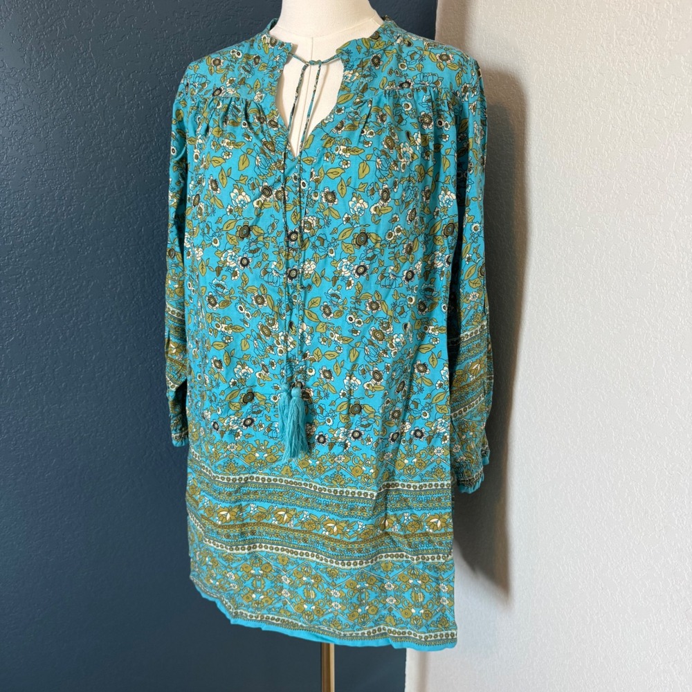 Natural Life Floral Tunic Dress Womens‎ XS Turquoise
